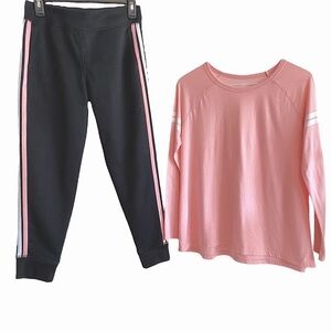 Old Navy Girl’s L PLUS Track Pants Joggers + L/S Pink TShirt XL PLUS